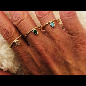 925 sterling silver gold plated tear drop ring